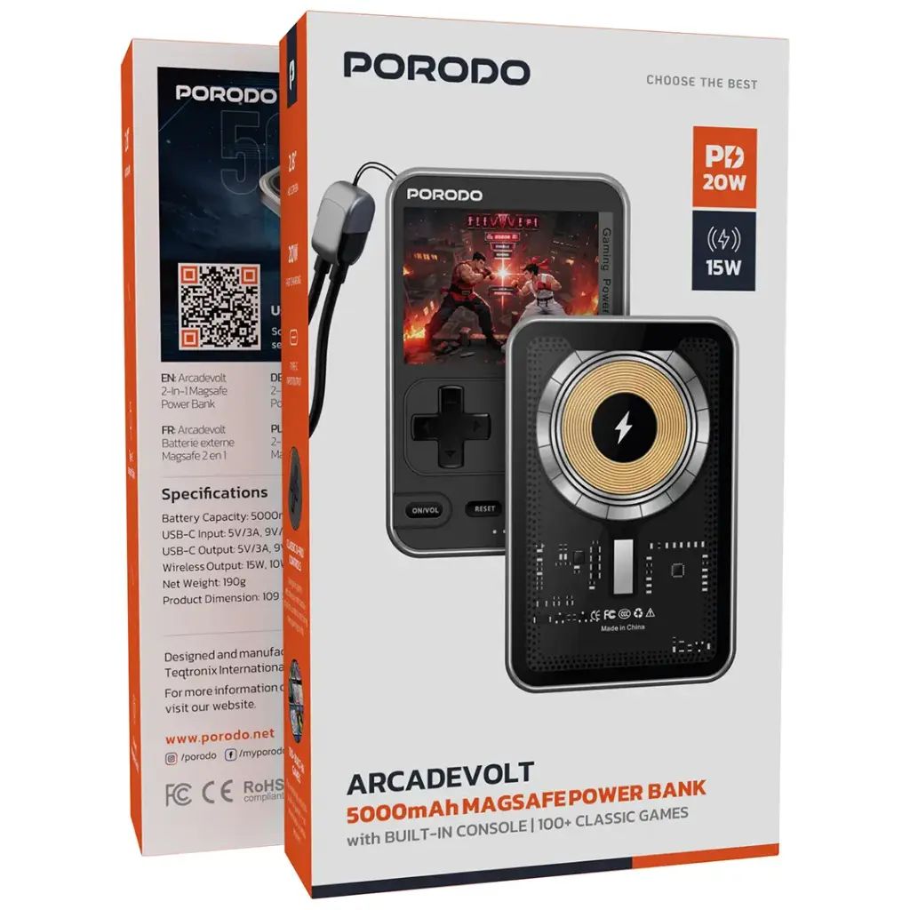 Porodo Arcadevolt 5000mAh MagSafe Power Bank - Black