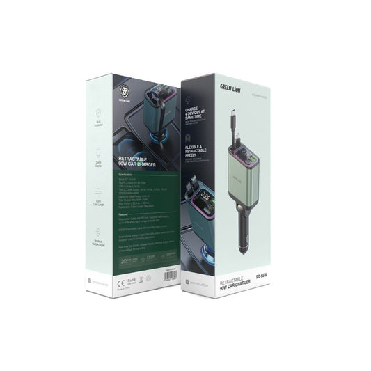 Green Lion Retractable 90W Car Charger