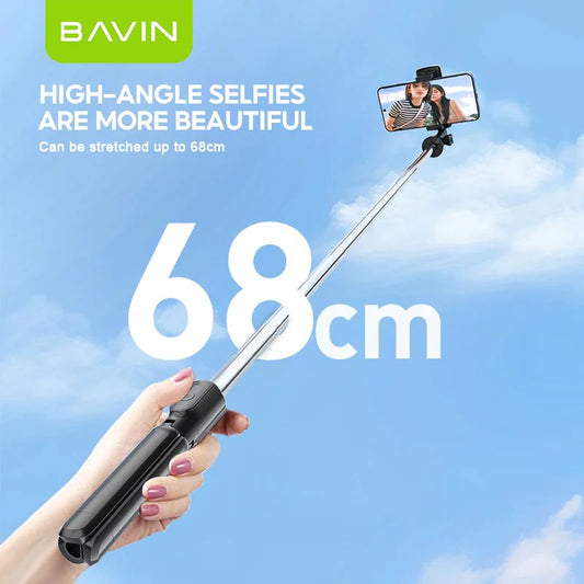 BAVIN D-Z-P09 Portable Selfie Stick & Tripod w/ Bluetooth Remote for Outdoor Use