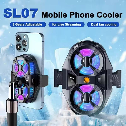 SL07 Mobile Phone Cooler 3 Gears Adjustable Semiconductor Cooling Fan Radiator for IPhone Android PUBG Live Streaming Heat Sink