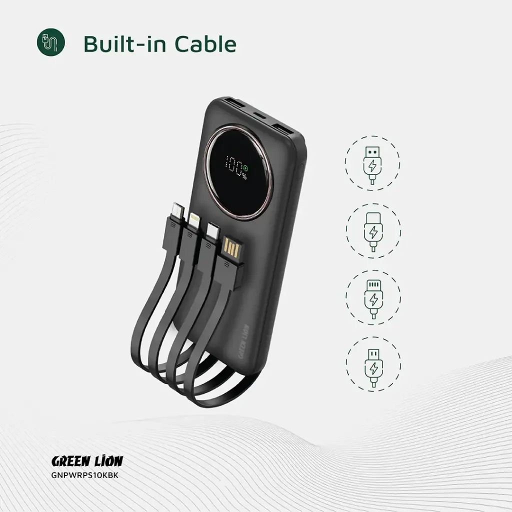 Green Lion Power Pulse 10000mAh Power Bank - Black