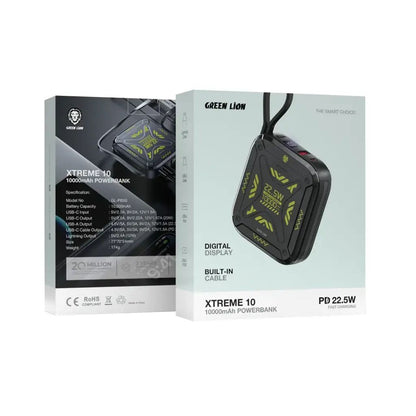 Green Lion Xtreme 10 Power Bank 10000mAh PD 22.5W - Black