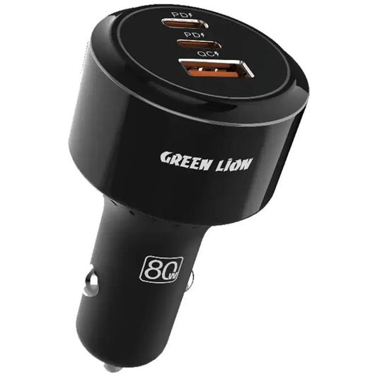 Green Lion Roadex Triple Port Car Charger 80W - Black