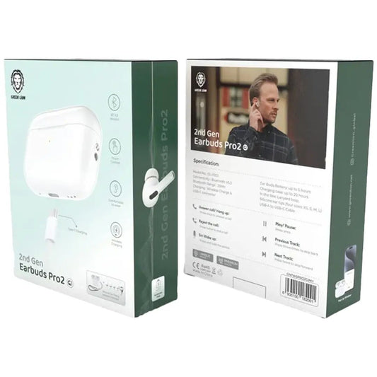 Green Lion 2nd Gen Earbuds Pro 2 with ENC Type-C - White