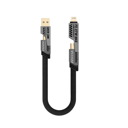 Green Lion 2 in 2 Braided Cable C to C+L and A to C+L 0.3m 65W -Grey