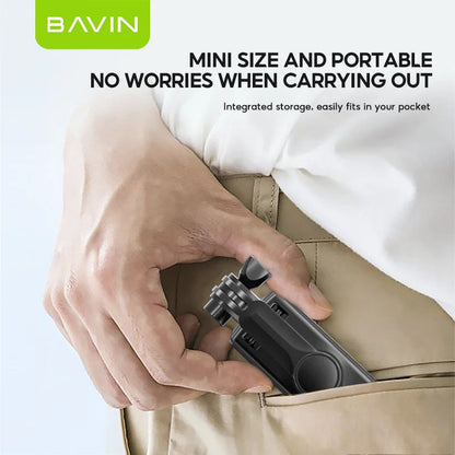 BAVIN D-Z-P09 Portable Selfie Stick & Tripod w/ Bluetooth Remote for Outdoor Use