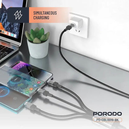Porodo Transparent Type-C Input Fast Charging Cable - Black