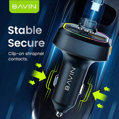 BAVIN C-C-PC2013 3-in-1 Car Charger & Bluetooth MP3 Player w/ Fast Charge & RGB Lighting